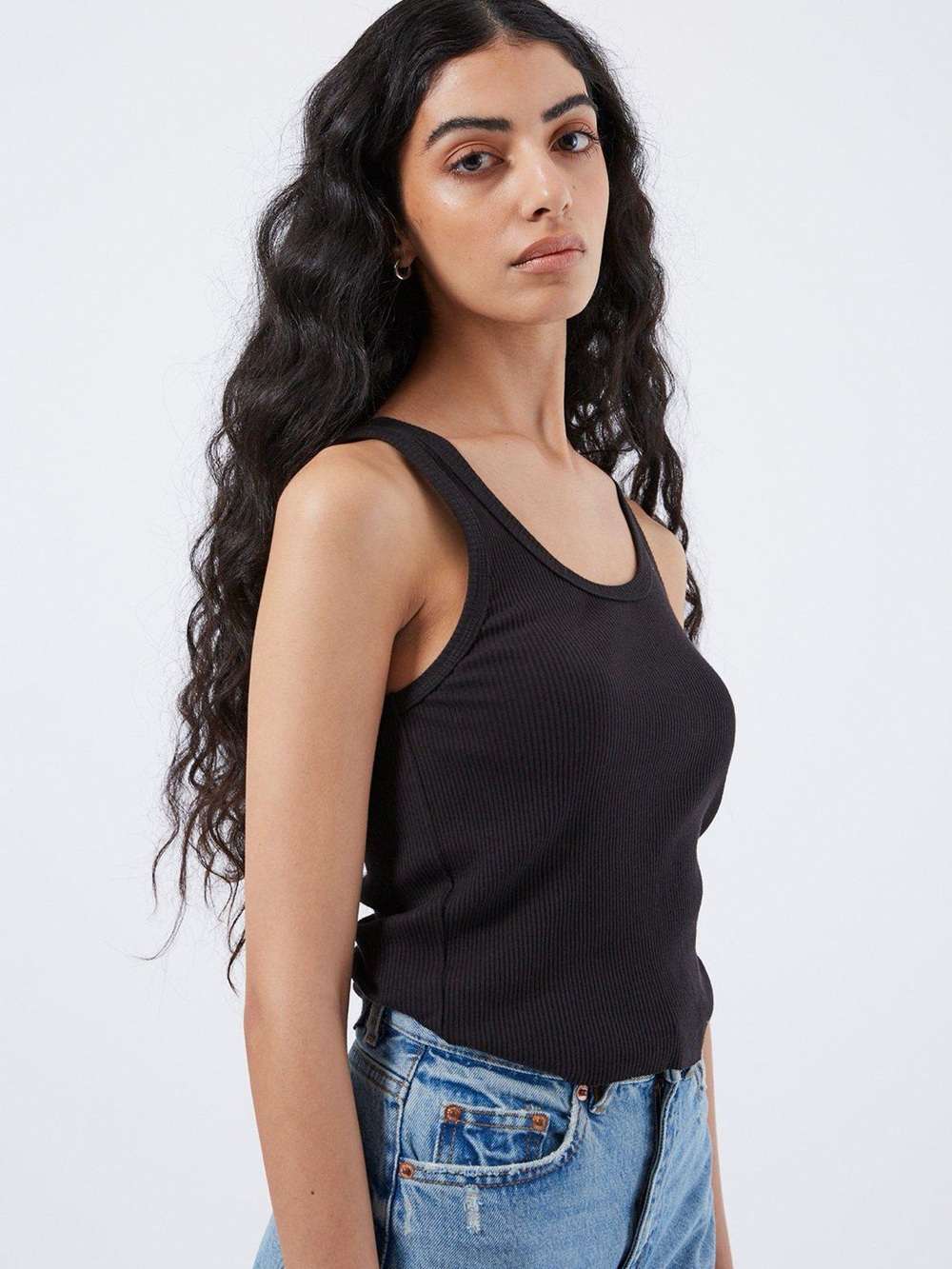 Dr. Denim Black Ribbed Tank Top
